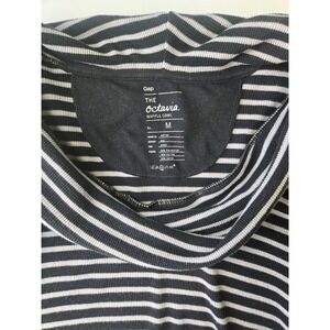 Gap The Octavia Waffle Cowl Women M Striped Long Sleeve Thermal Top Black White